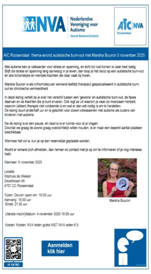 thema-avond autistische burn-out AIC Roosendaal 5 november 2025 leden