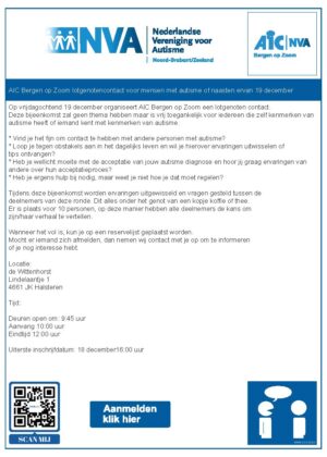 lotgenotencontact voor mensen met autisme of naasten ervan AIC Bergen op Zoom 19 december 2025